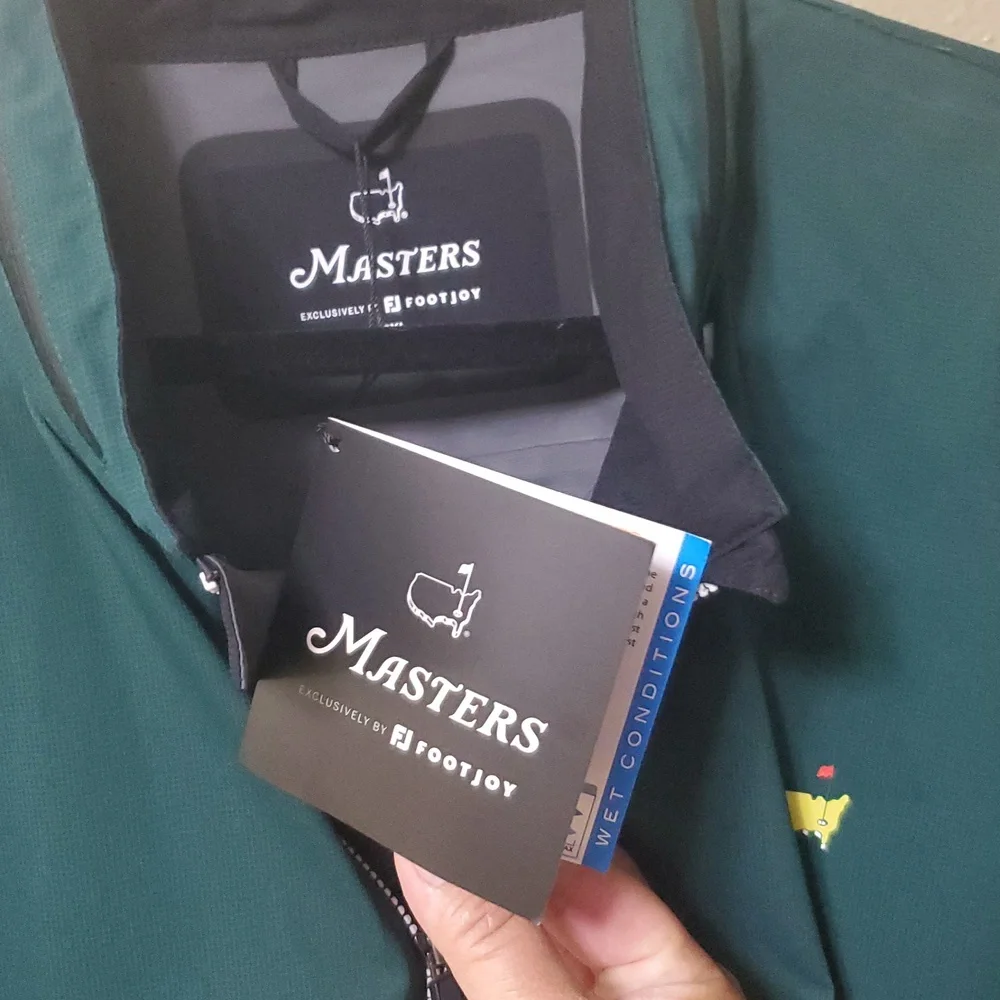 Masters FootJoy Size 4X Zip Up Rain Jacket With Hood NEW Golf Green Black - Picture 6 of 15